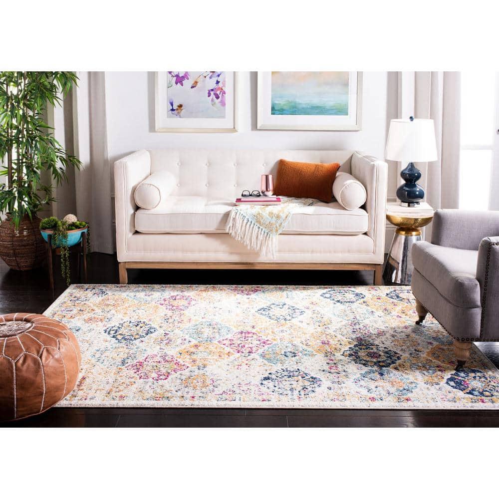 Madison MAD611 Power Loomed Indoor Area Rug - Cream/Multi - 6'7"x6'7" - Safavieh