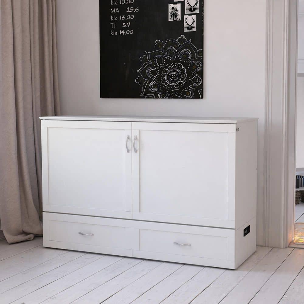 Hamilton Murphy Bed Chest Queen White with Charging Station