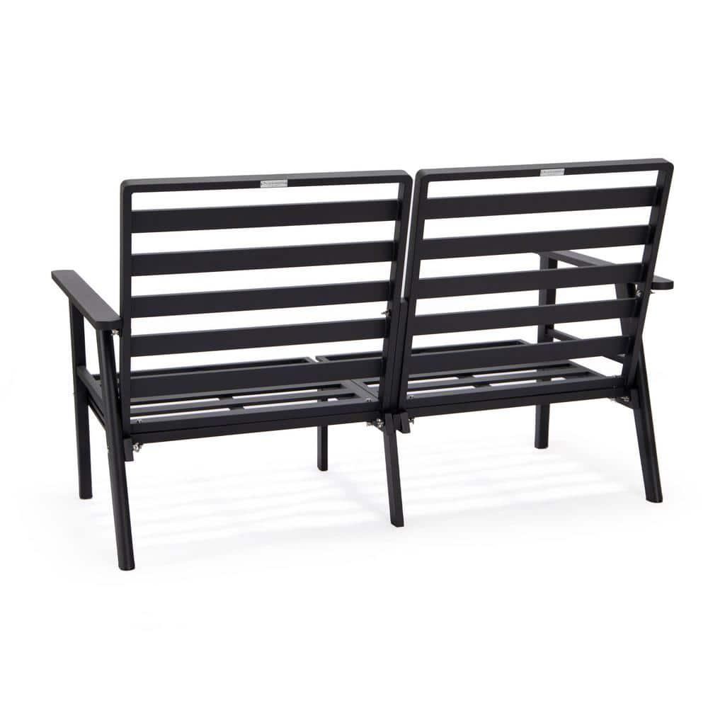 Leisuremod Walbrooke Modern Polyester Loveseat with Black Aluminum Frame and Removable Cushions (Light Grey)
