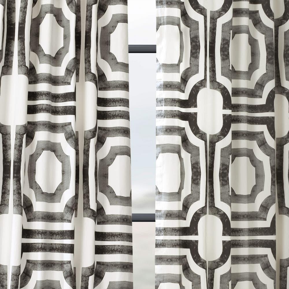 HPD Half Price Drapes Geometric Printed Curtains 108 Inches Long Luxury Cotton Curtains (1 Panel) Room Darkening Window Curtains for Bedroom & Living Room, 50W x 108L, Mecca Geometric Steel