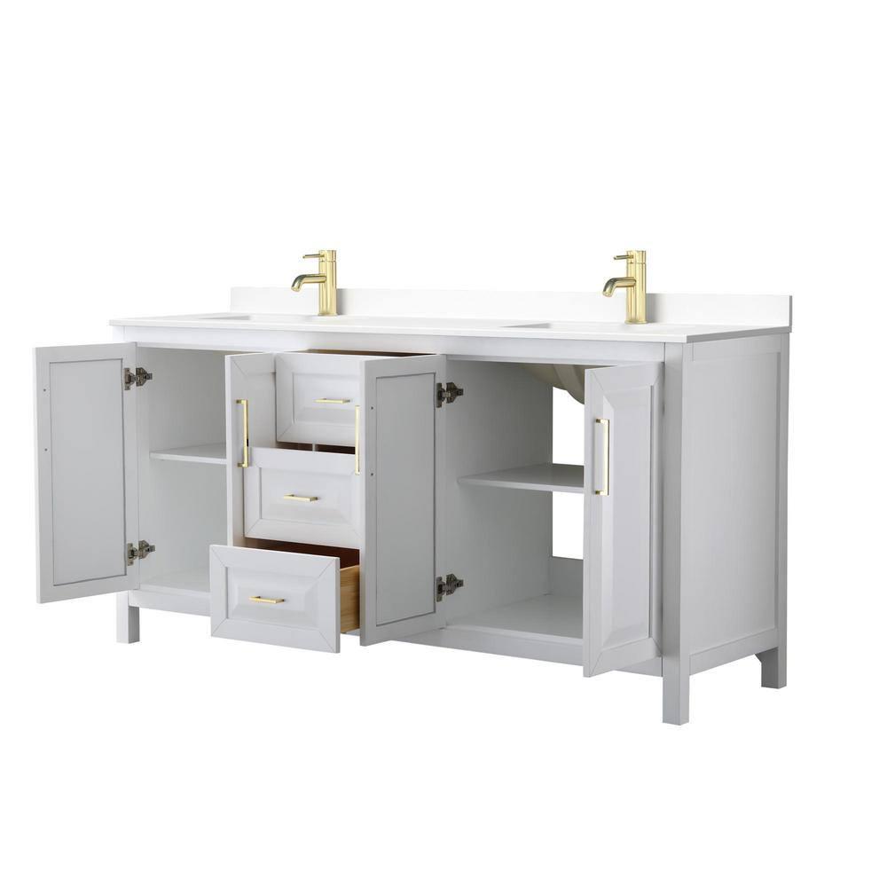 Wyndham Collection Daria 72'' Double Bathroom Vanity with Carrara Marble Top