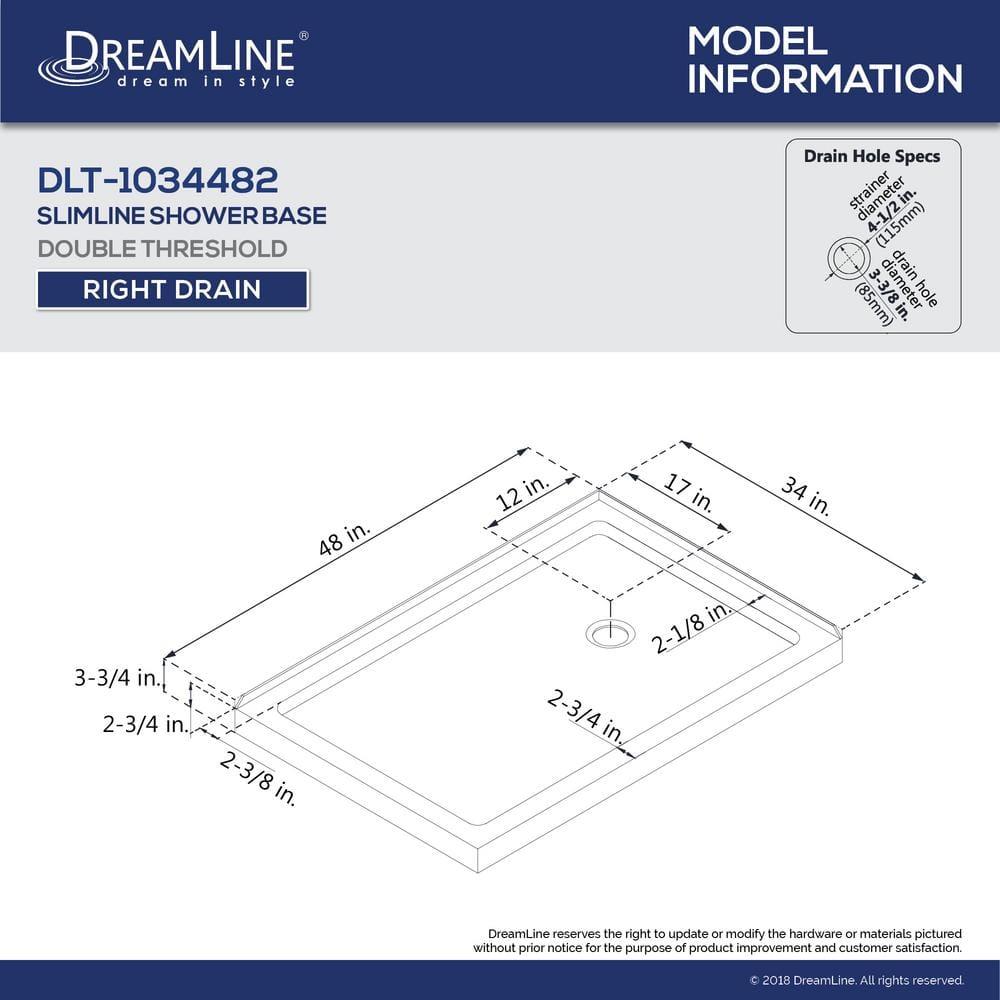 SlimLine 48" x 34" Double Threshold Shower Base