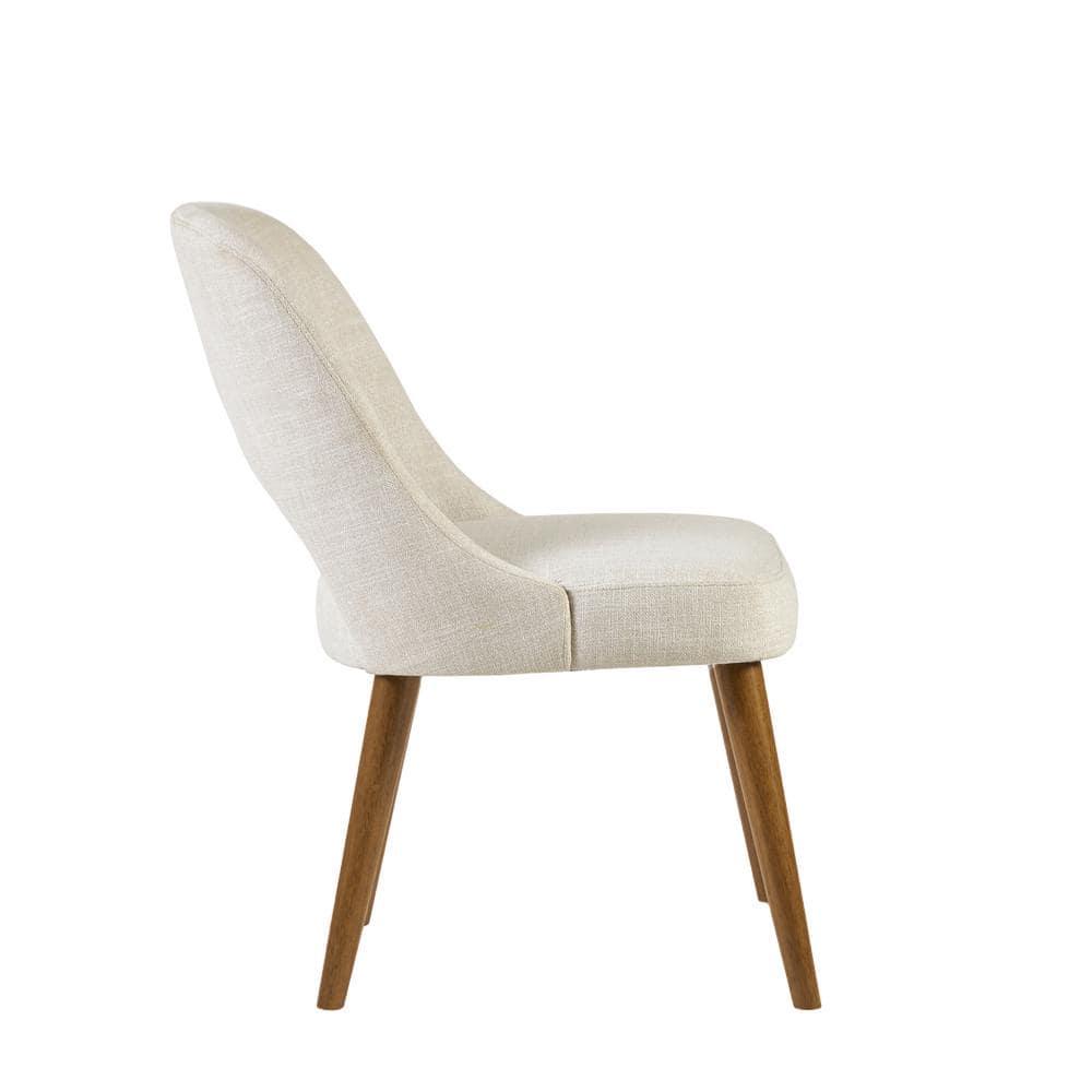 Nola Mid-Century Cream Upholstered Side Chair with Splayed Legs