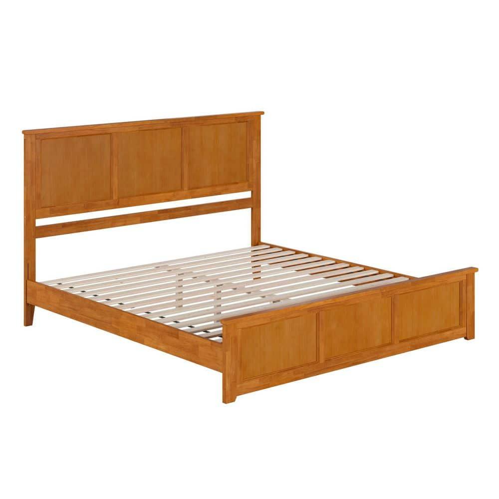 AFI Charlotte King Wood Low Profile Platform Bed with Matching Footboard, Light Toffee