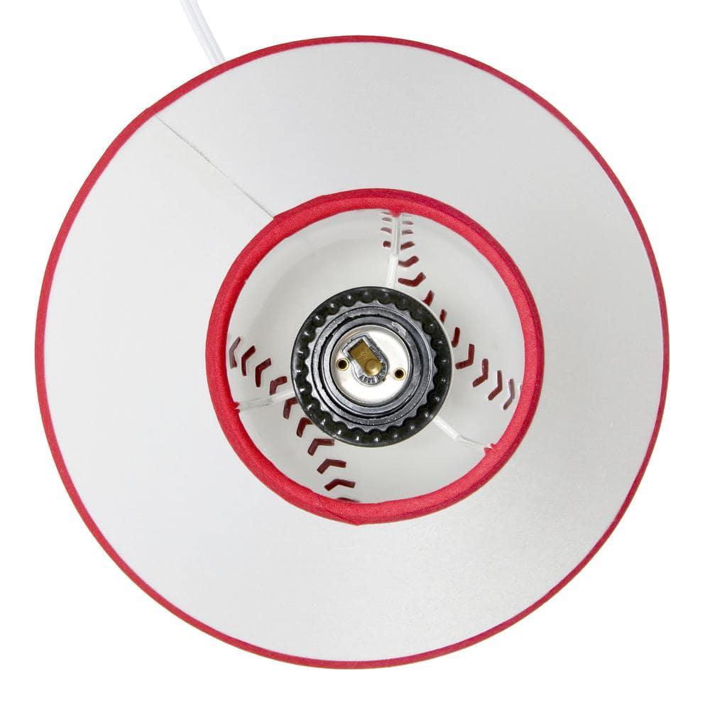 Grovelane SportsLite 11.5" Tall Athletic Sports Baseball Base Ceramic Bedside Table Desk Lamp with White Empire Fabric Shade with Red Trim