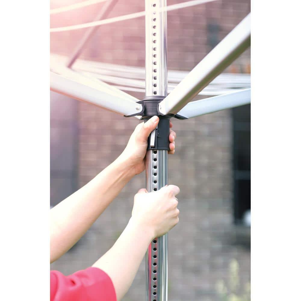 Brabantia Adjustable Gray Steel Outdoor Rotary Clothesline with Accessories
