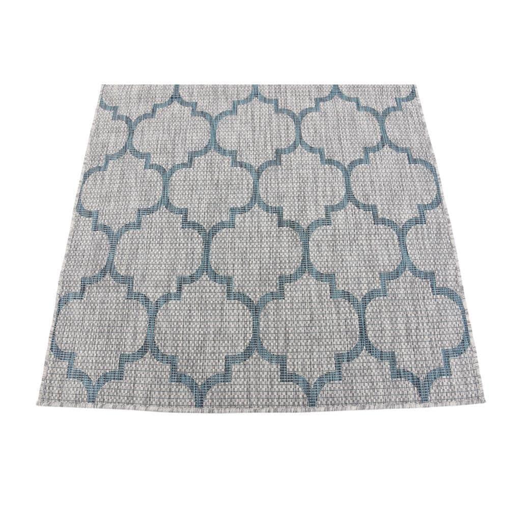 Unique Loom 4' 1 x 6' 1 Rectangle Indoor/Outdoor Trellis Gray Area Rug