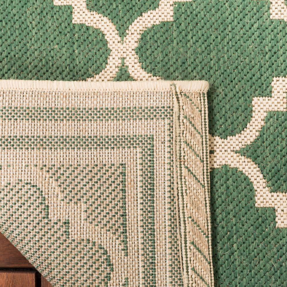 SAFAVIEH Beach House Nima Trellis Indoor/Outdoor Area Rug Green/Cream, 6'7" x 6'7" Square
