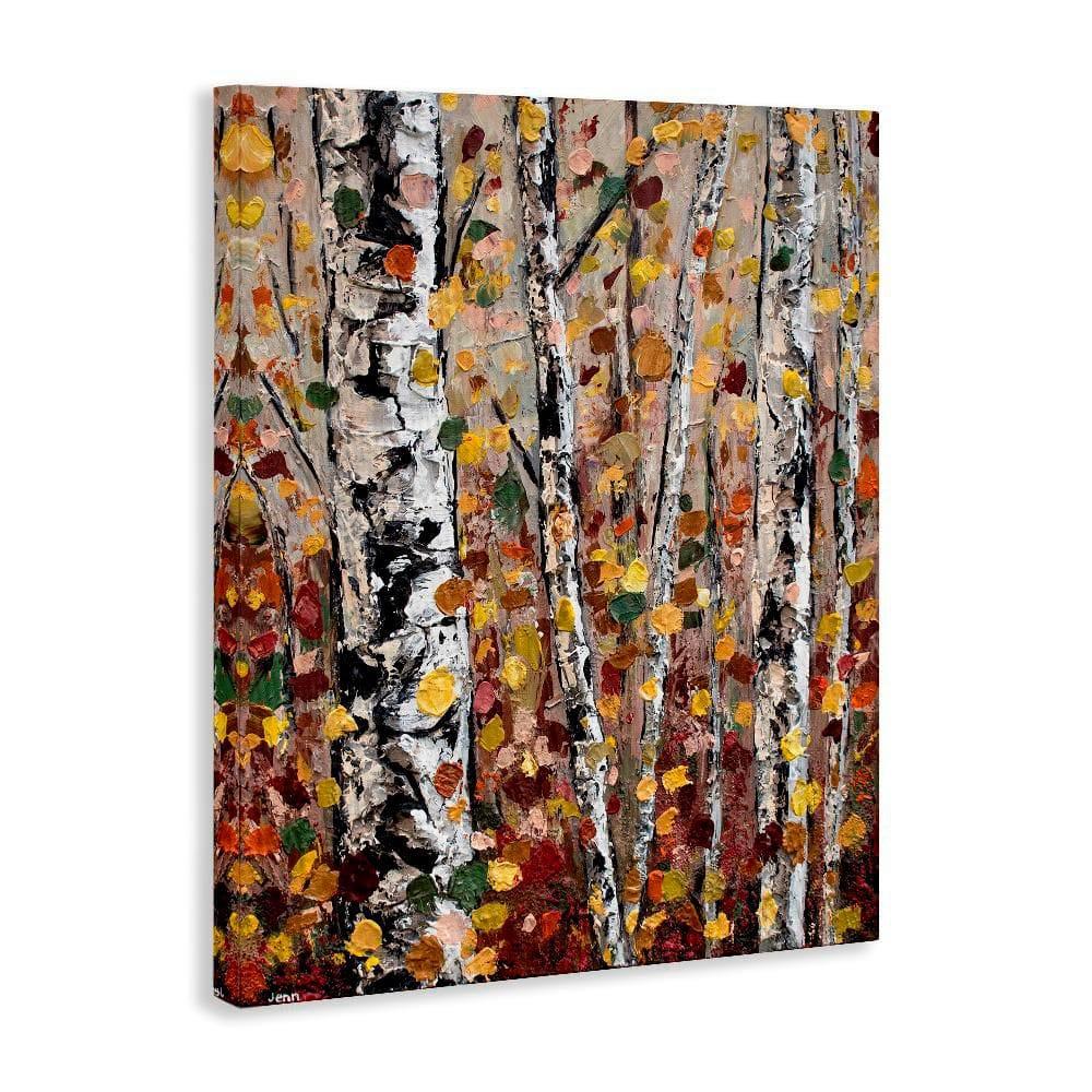 Stupell Industries " Autumn Birch Trees Abstract Leaves " by Jen Seeley Painting Print