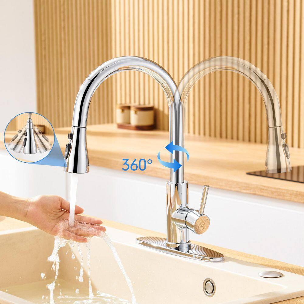 GAGALIFE Single Handle Pull Down Sprayer Kitchen Faucet High Arc Stainless Steel Faucet with 3-Function Sprayer JJL-CL-PT-SDP-C