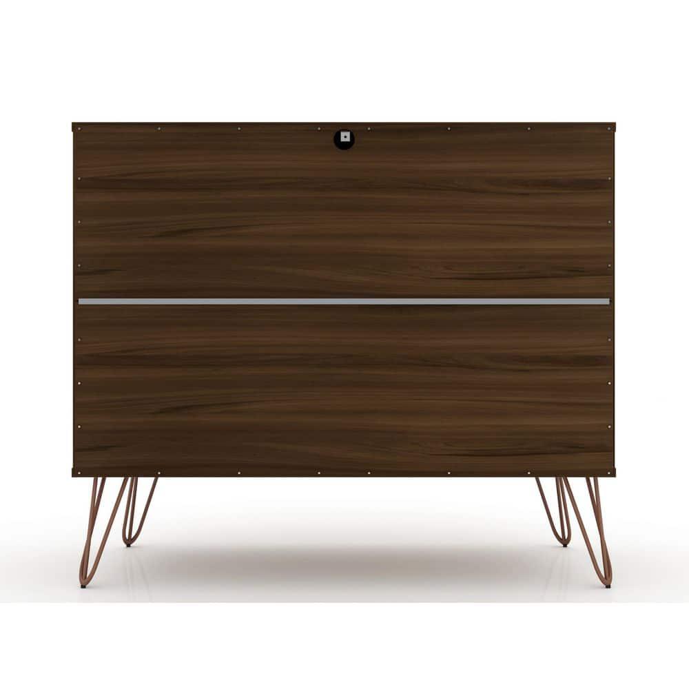Manhattan Comfort Rockefeller Dresser Brown - Manhattan Comfort: MDF Composite Frame, 3-Drawer Storage for Bedroom, Assembly Required