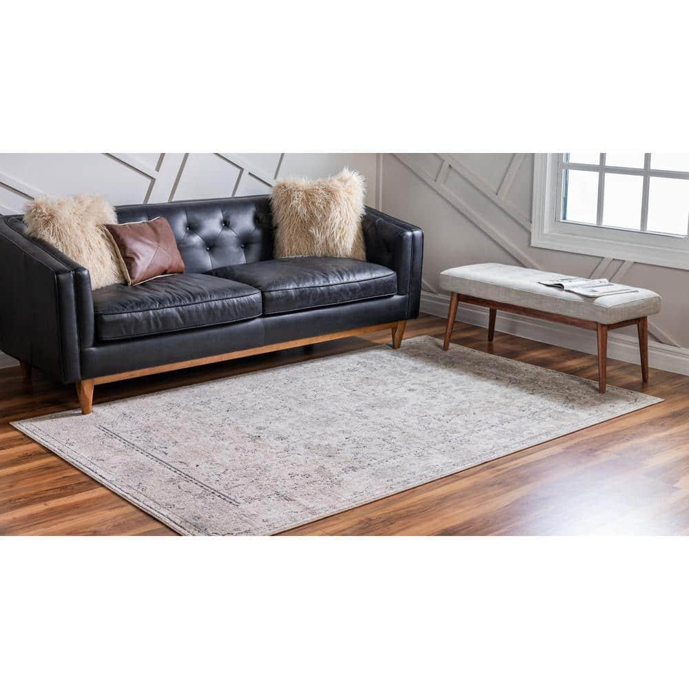 Unique Loom Portland Collection Area Rug - Central (7' 1" x 10' Rectangle Ivory/Gray)