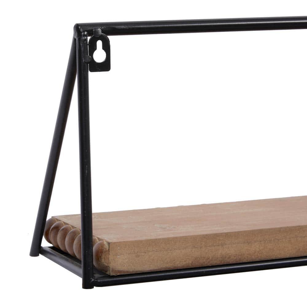 DecMode 24",19",14"L Metal Industrial Wall Shelf, Black, 3 - Pieces