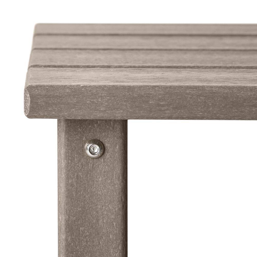 Polytrends  Laguna Hdpe All Weather Outdoor Patio Square Side Table Weathered Wood