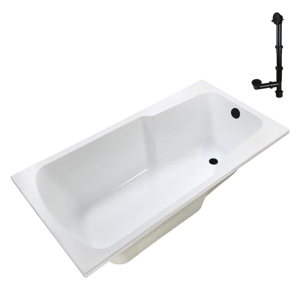 60'' x 32'' Acrylic Soaking Drop-In Bathtub, Drain Included