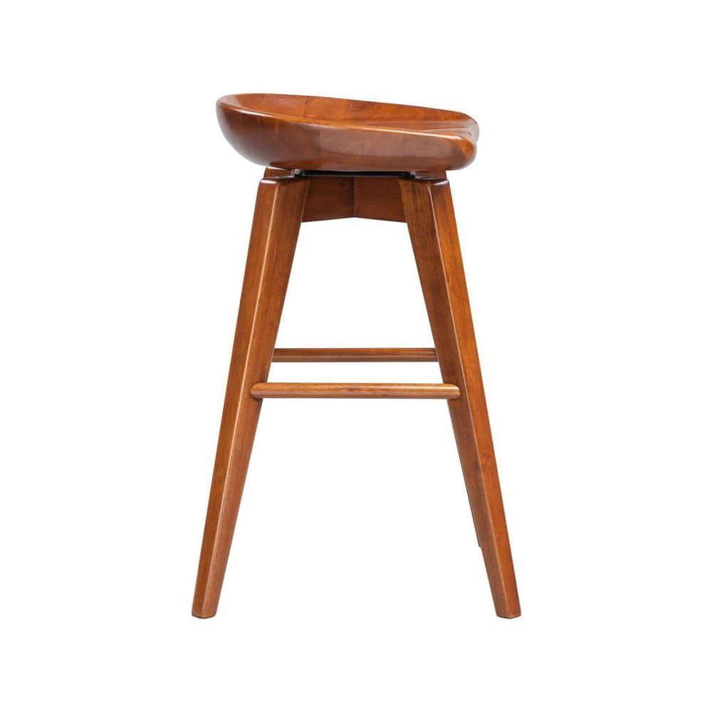Boraam Bali 24" Backless Swivel Wood Counter Stool, Walnut Finish