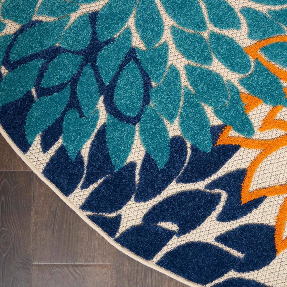 Nourison Aloha Floral Bloom Flatweave High-Low Indoor Outdoor Round Rug Multicolor 7'10" x 7'10"