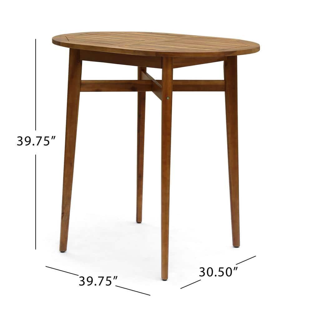 Jaxson Outdoor 39" Bar Height Acacia Wood Patio Table, Teak