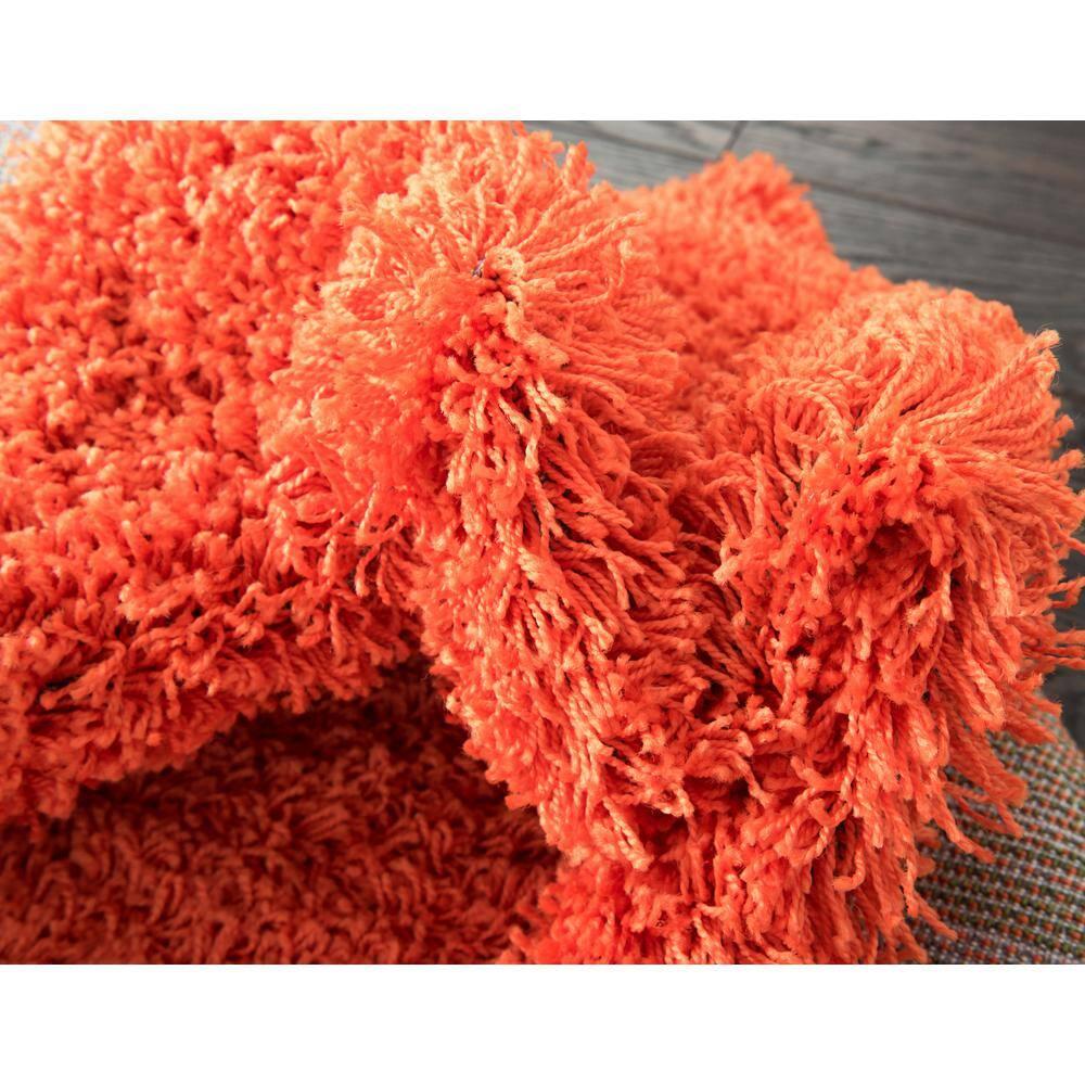 Unique Loom 4' 1 x 6' 1 Solid Shag Tiger Orange Area Rug