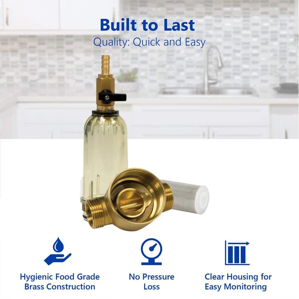 Express Water Whole House Sediment Water Filter – Spin Down Home Water Filtration System – 50 Micron Reusable Sediment Filter Cartridge – 1” and 3/4" Compatible with Filter, Mounting Bracket, Adapters