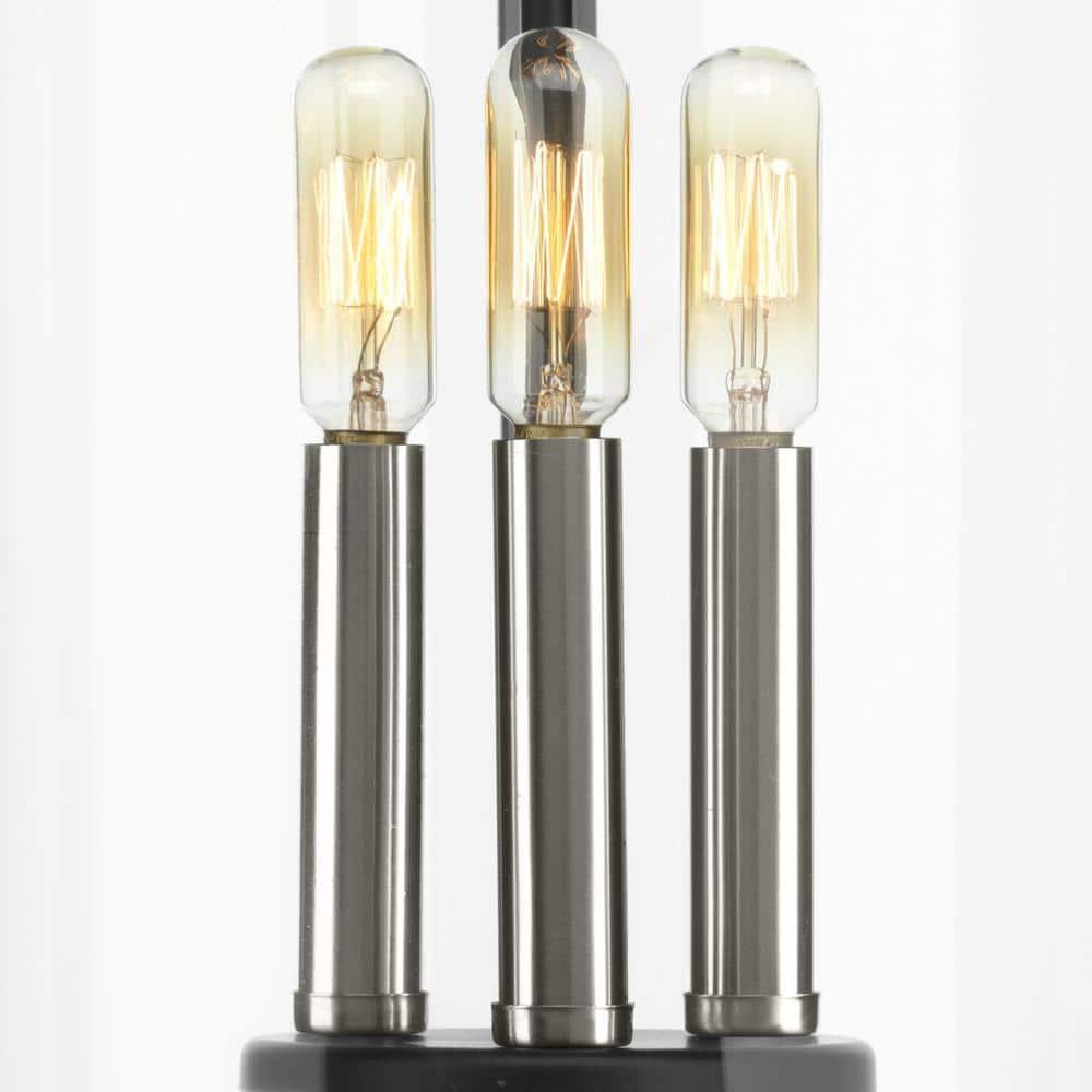 Progress Lighting Squire 3-Light Hanging Lantern, Steel, Black Finish, Clear Glass Shade