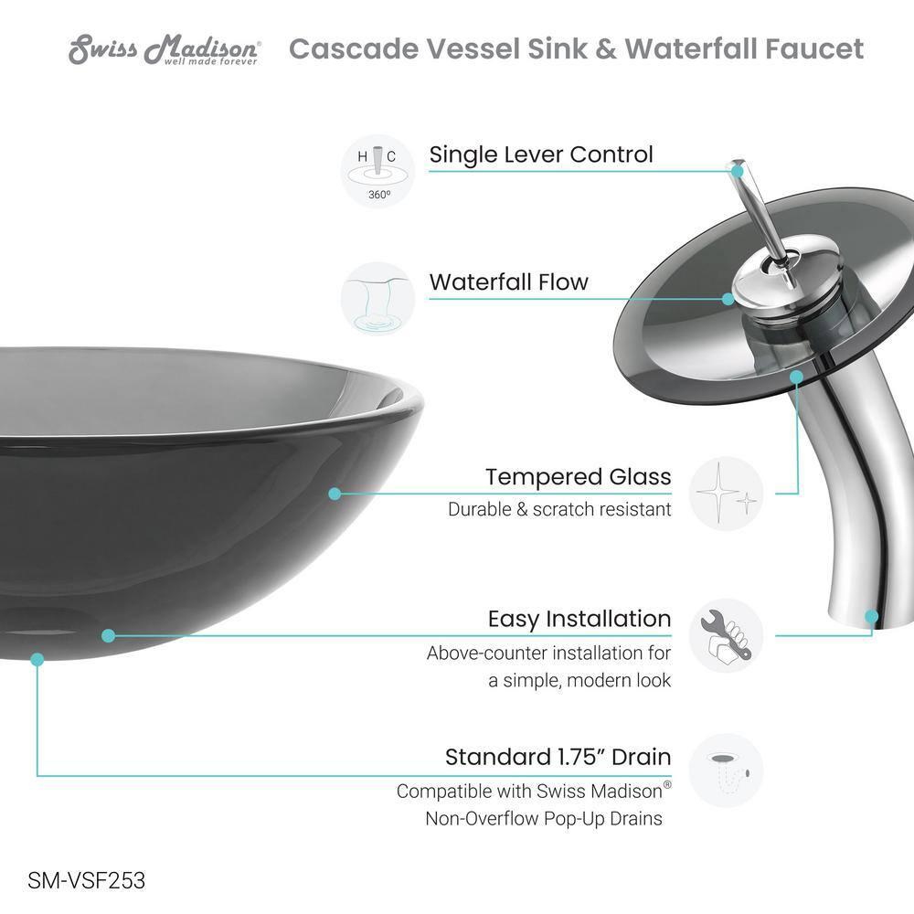 Cascade 16.5 Glass Vessel Sink with Faucet