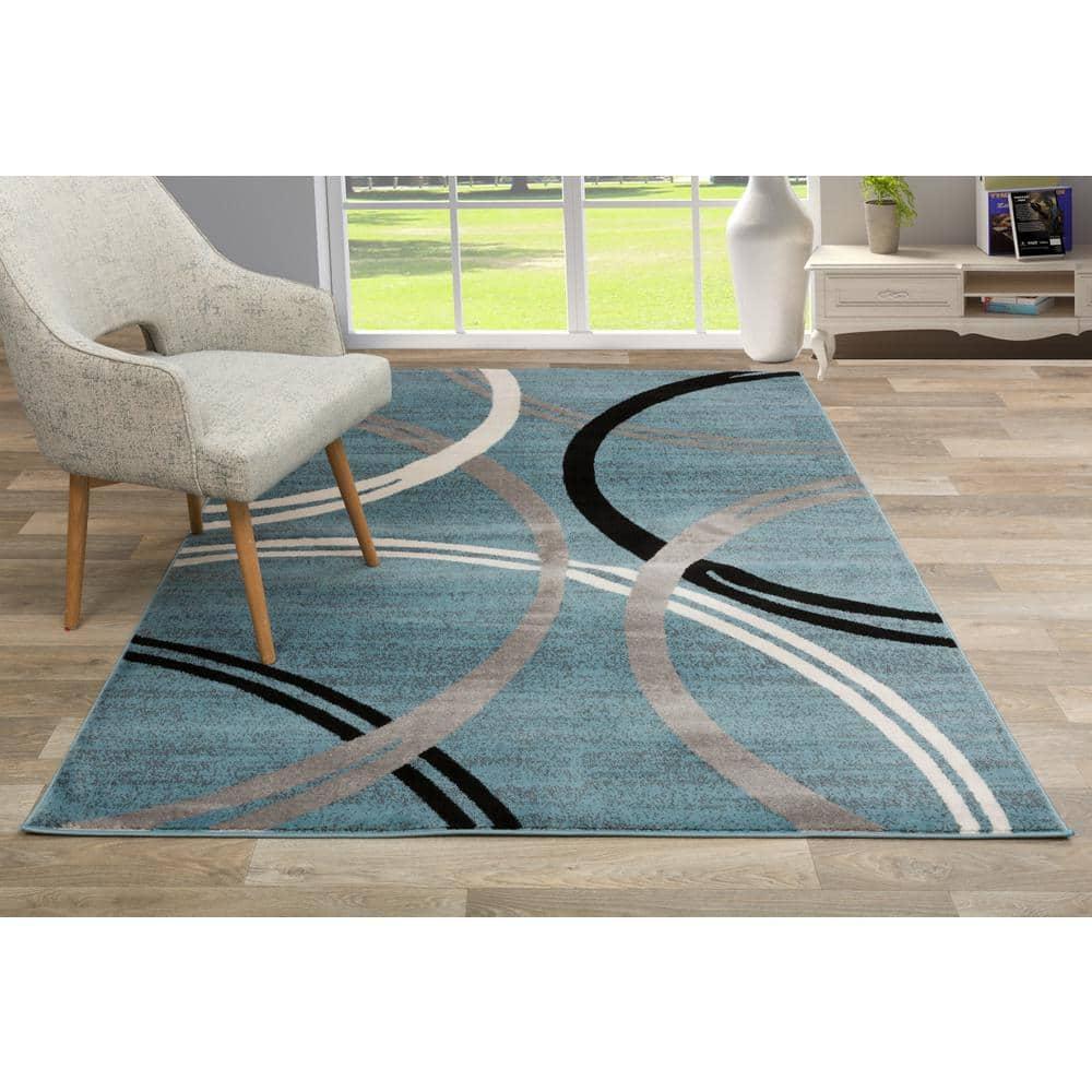 World Rug Gallery Contemporary Abstract Circles Design Blue 6'6" x 9' Area Rug