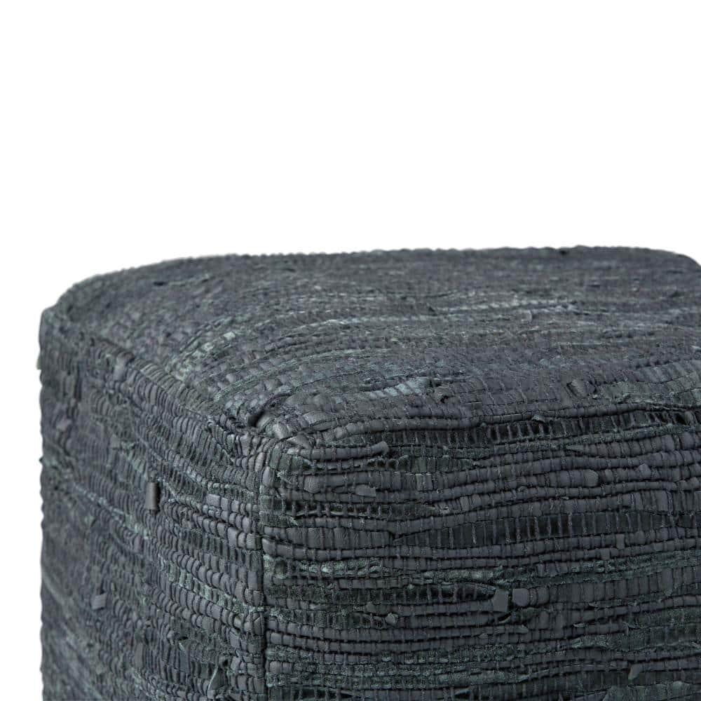 Simpli Home Fredrik 18"W Genuine Buffalo Leather Square Pouf & Reviews | Wayfair