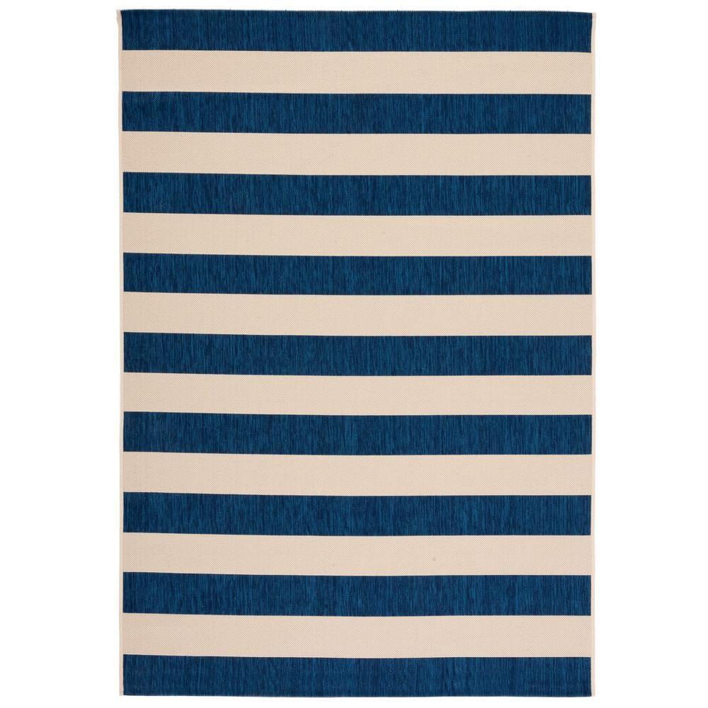Courtyard CY6812 Power Loomed Indoor/Outdoor Area Rug - Beige/Navy - 8'9"x11'9" - Safavieh.
