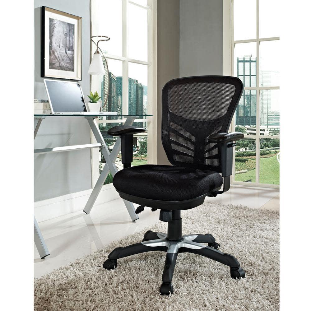 Articulate Mesh Office Chair Midnight Black - Modway: Ergonomic, Adjustable Arms, Swivel Desk Chair