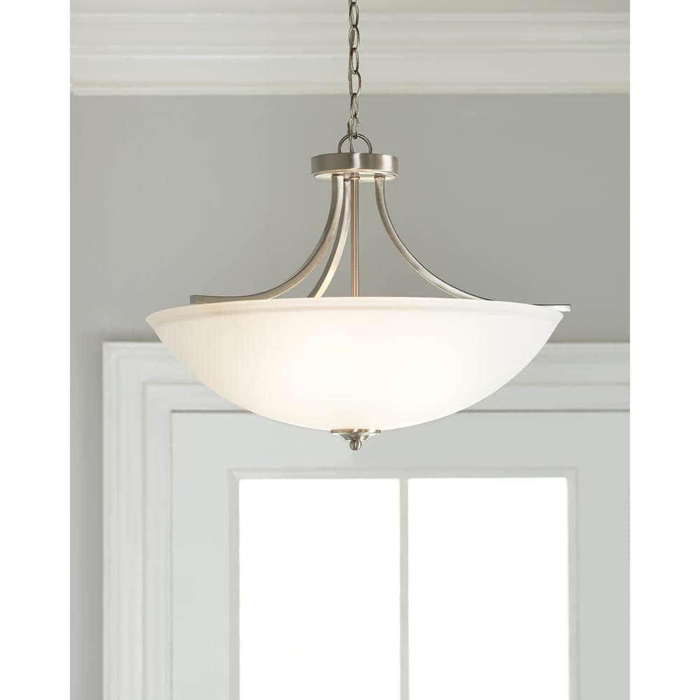 Geary 3-Light Brushed Nickel Semi-Flush Mount Convertible Pendant