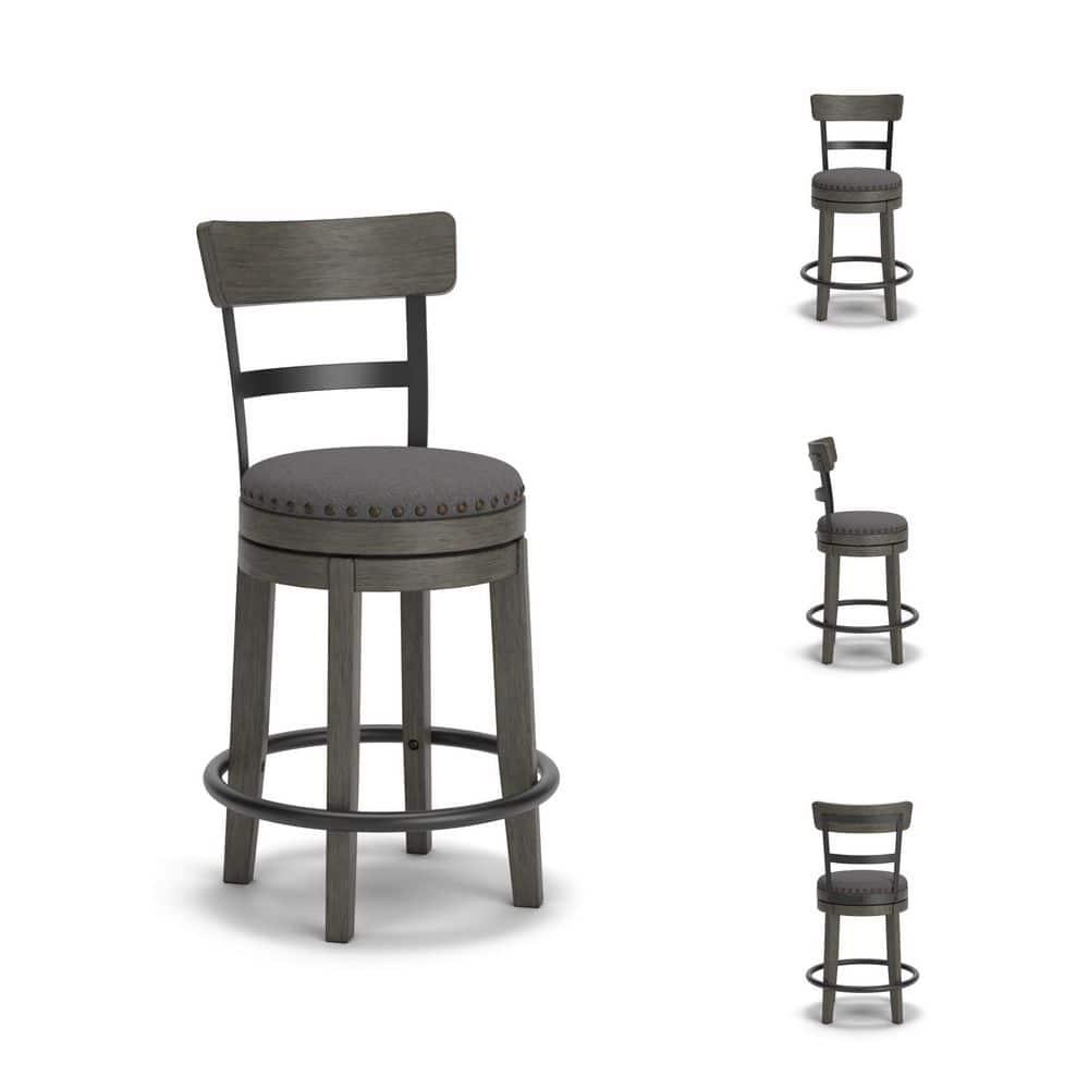 Caitbrook Counter Height Barstool Gray - Signature Design by Ashley: Polyester Upholstery, Nailhead Trim, Swivel Seat