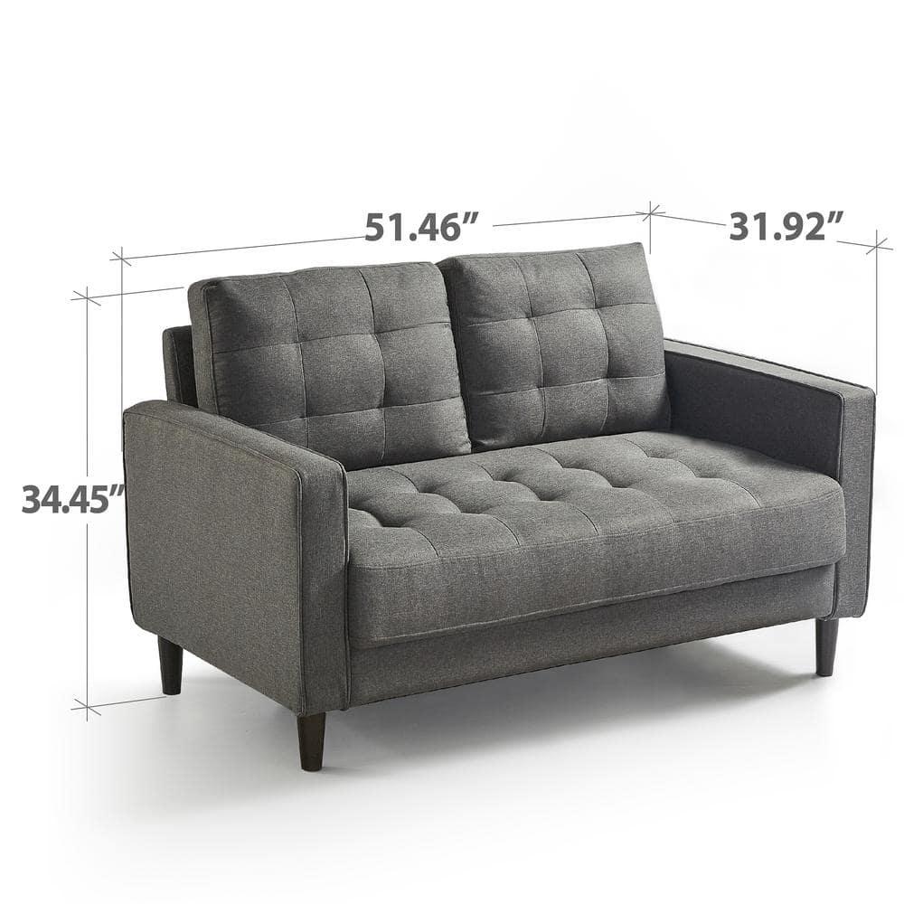 52" Benton Loveseat Sofa Dark Gray - Zinus