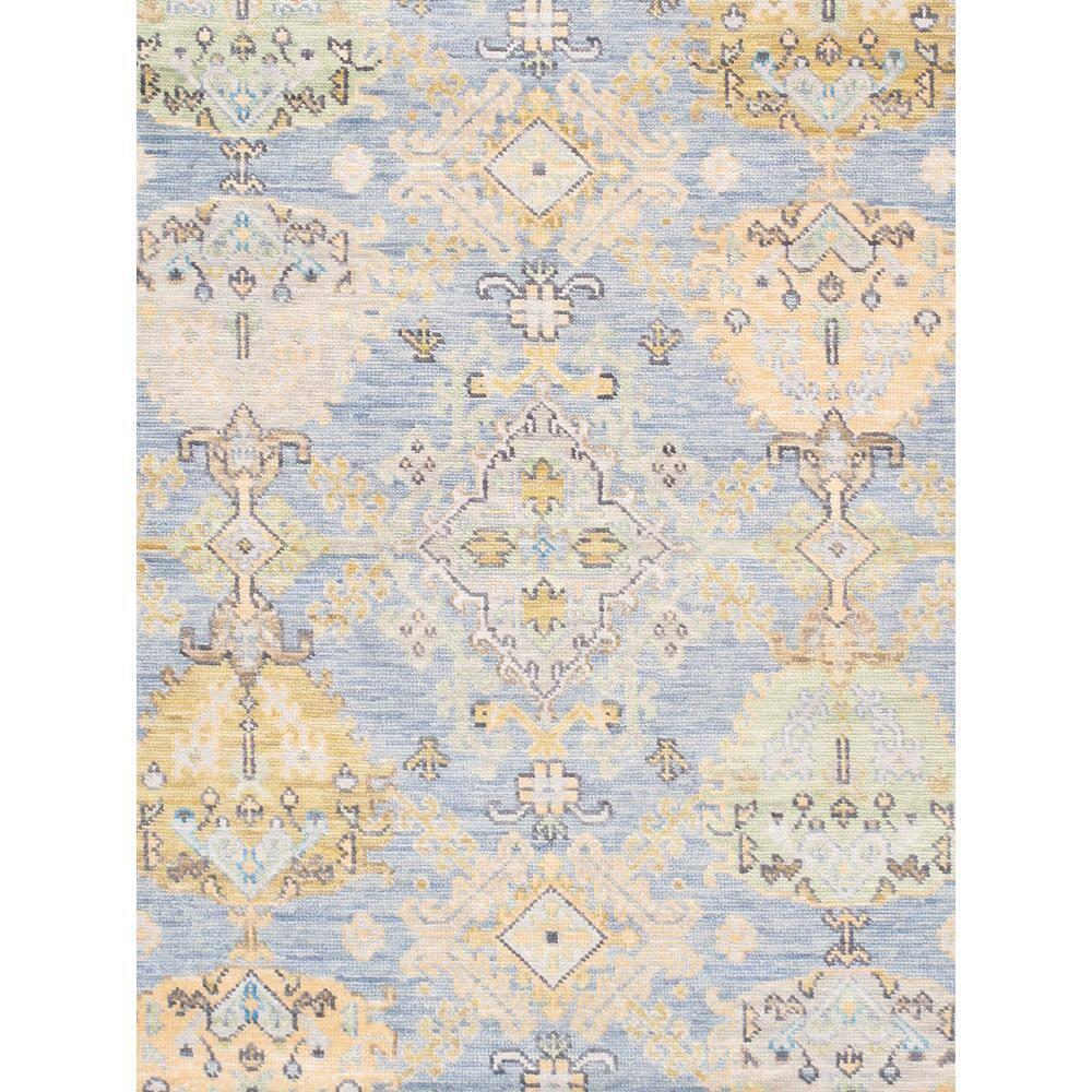 Pasargad Oushak Oriental Hand-Knotted Rectangle 8'1" x 9'9" Wool Area Rug in Blue/Yellow/Black