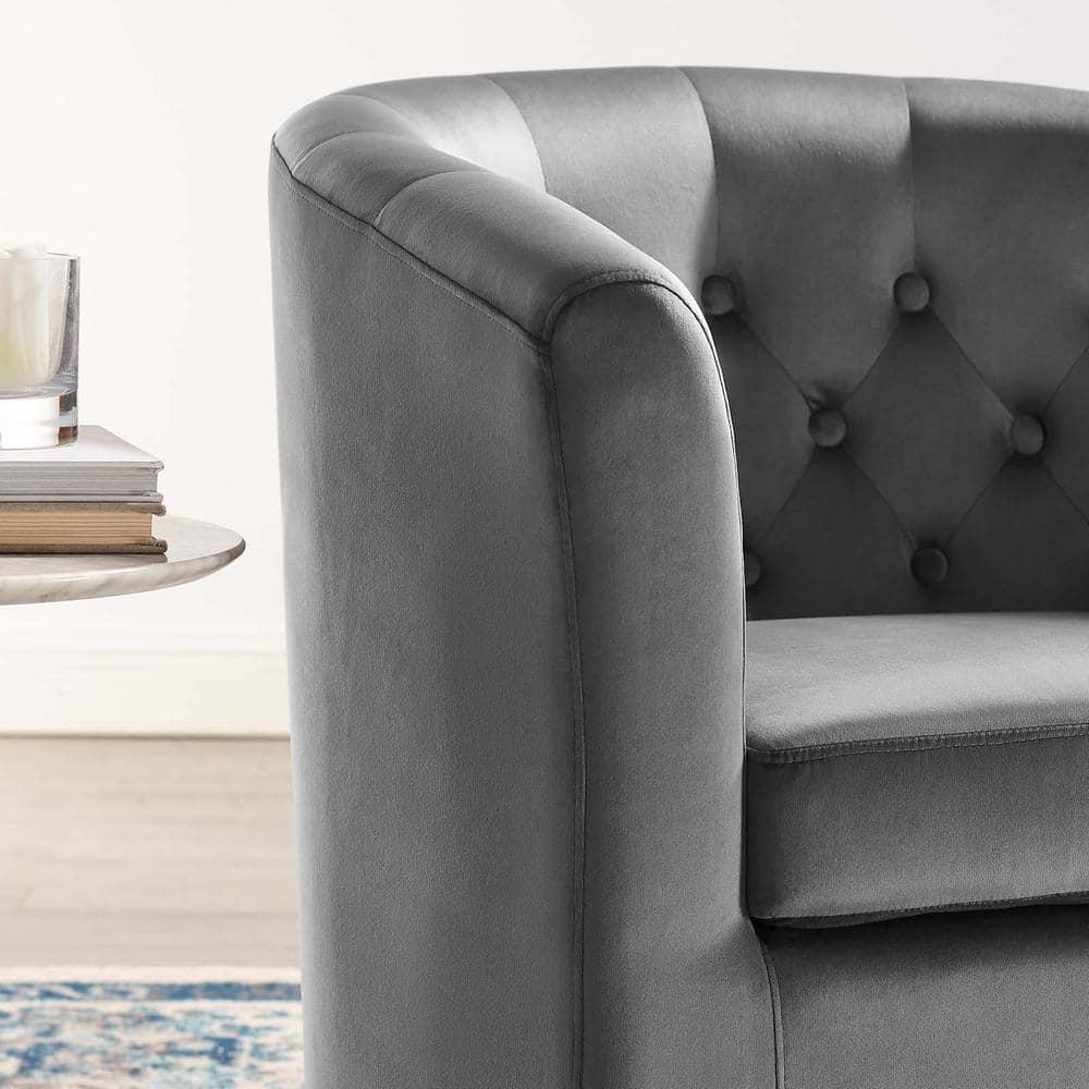 Modway Prospect Tufted Performance Velvet Swivel Armchair in Light Gray