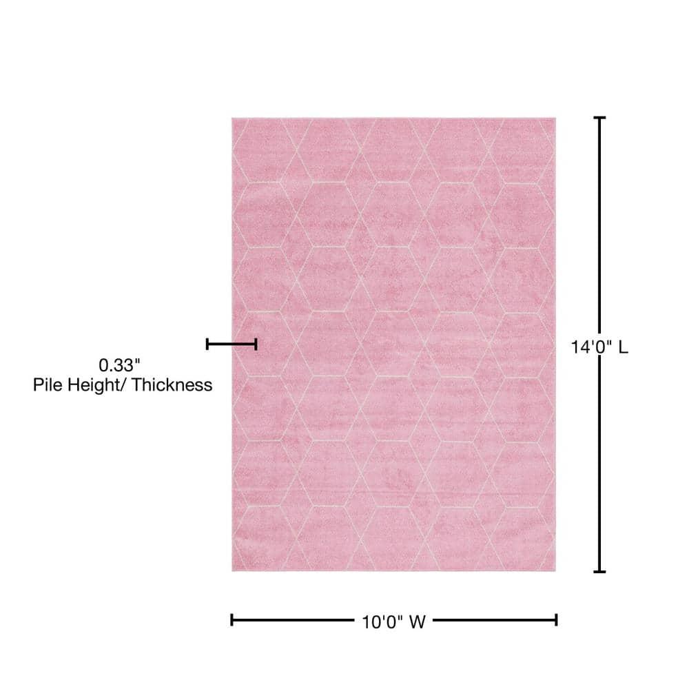 Unique Loom 10' 0 x 14' 0 Trellis Frieze Geometric Light Pink Area Rug