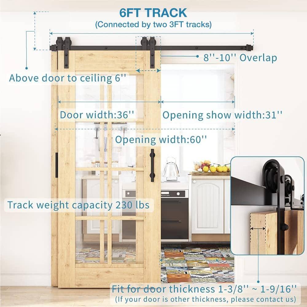 Lazio LAZ Single Bypass Double Door Barn Door Hardware Kit