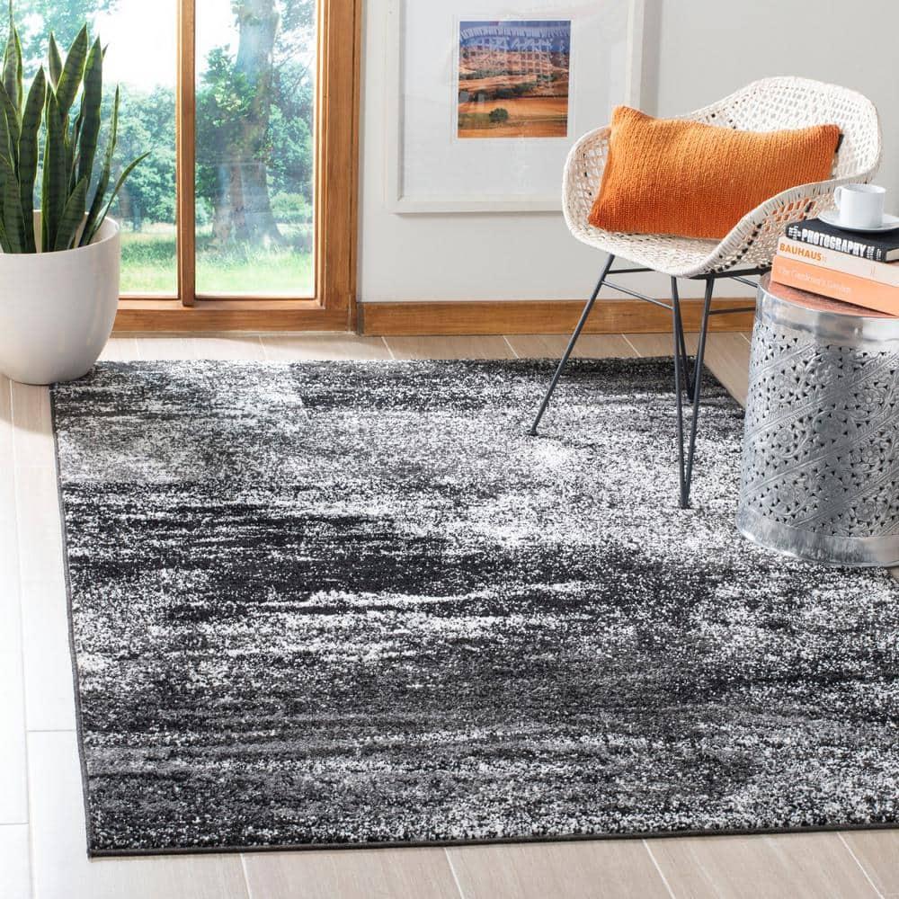 Adirondack ADR112 Machine Made Indoor Area Rug - Silver/Black - 4'x4' - Safavieh