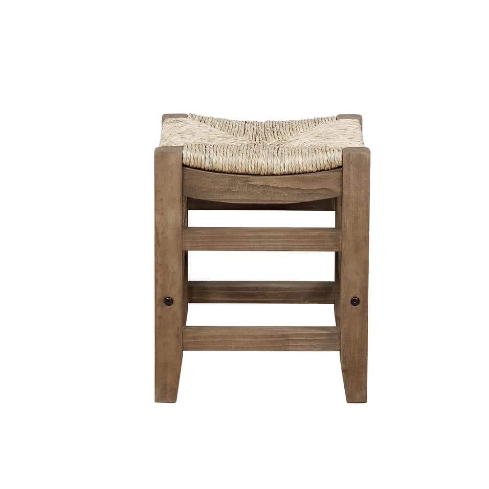 Alaterre Furniture Newport 18"H Wood Stool with Rush Seat
