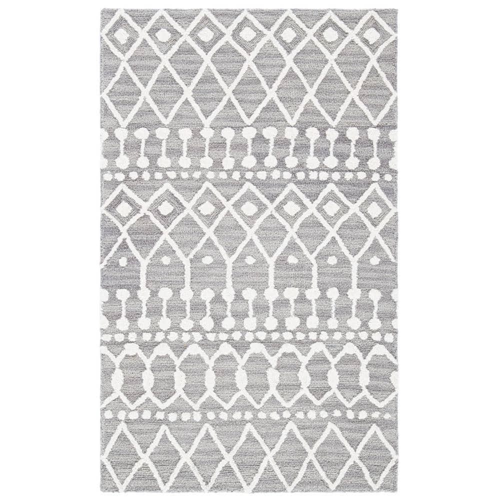 Blossom BLM115 Hand Tufted Area Rug - Grey/Ivory - 3'x5' - Safavieh.