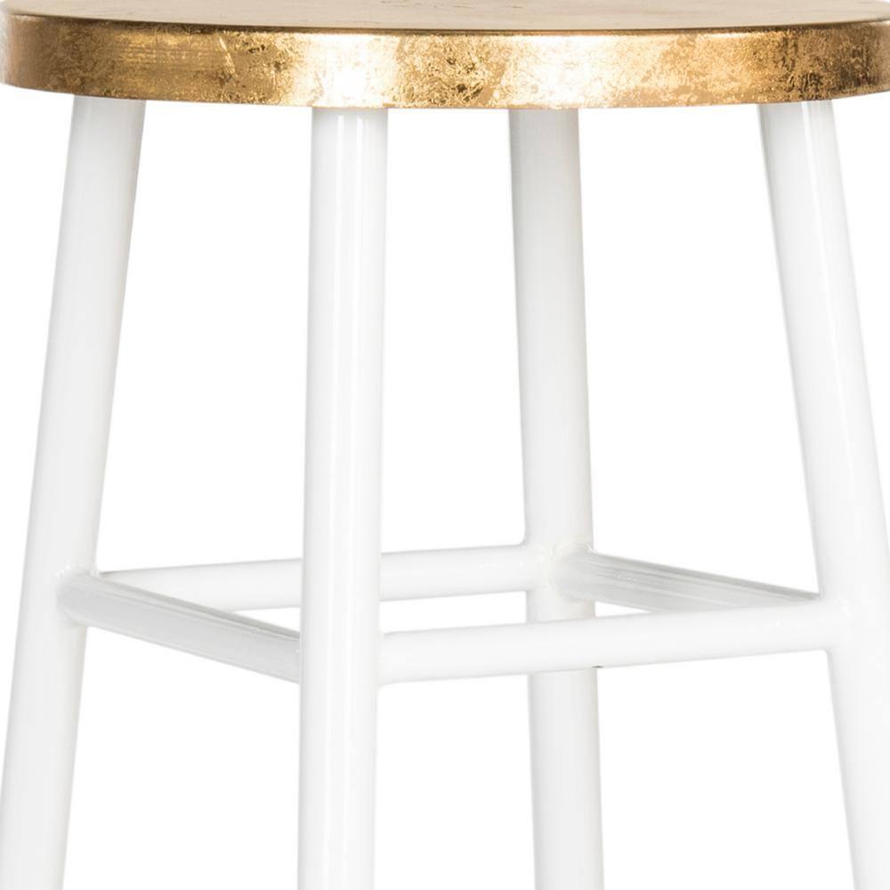 Emery Dipped Gold Leaf Bar Stool - FOX3230 - White/Gold - Safavieh Couture