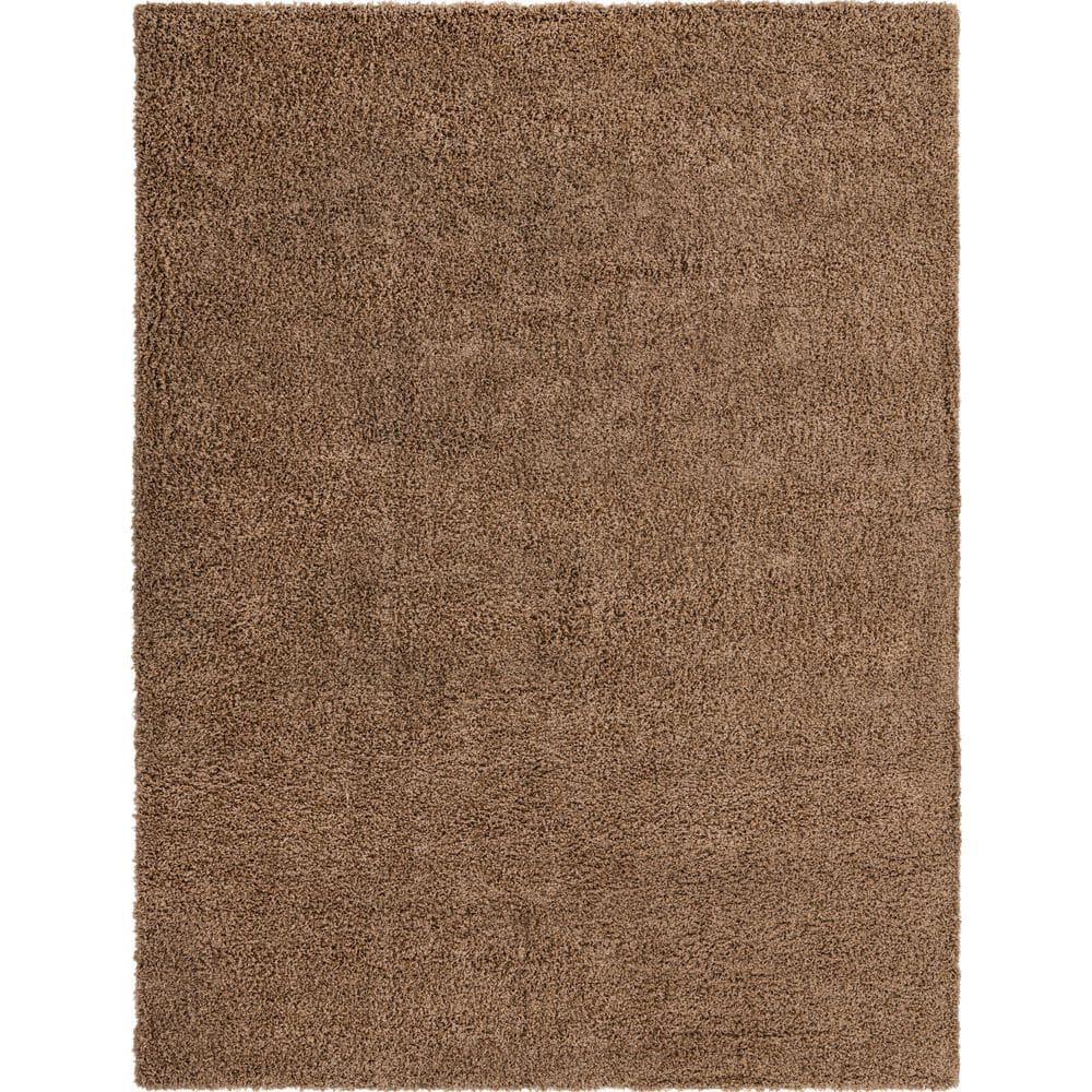 Unique Loom 9' 0 x 12' 0 Rectangle Solid Shag Sandy Brown Area Rug