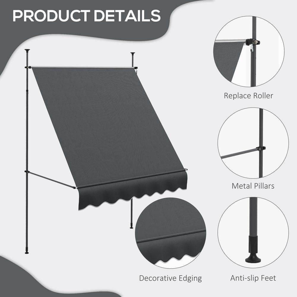 Outsunny D Polyester Cover Retractable Patio Awning