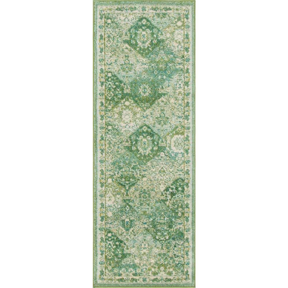Unique Loom Penrose Collection Area Rug - Blake (2'  x 6' 1" Runner Green/Beige)
