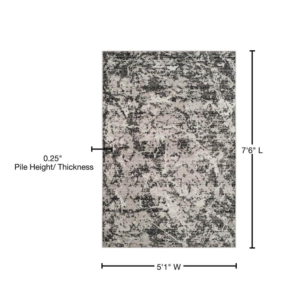 Skyler SKY186 Power Loomed Indoor Area Rug - Charcoal/Ivory - 5'1"x7'6" - Safavieh