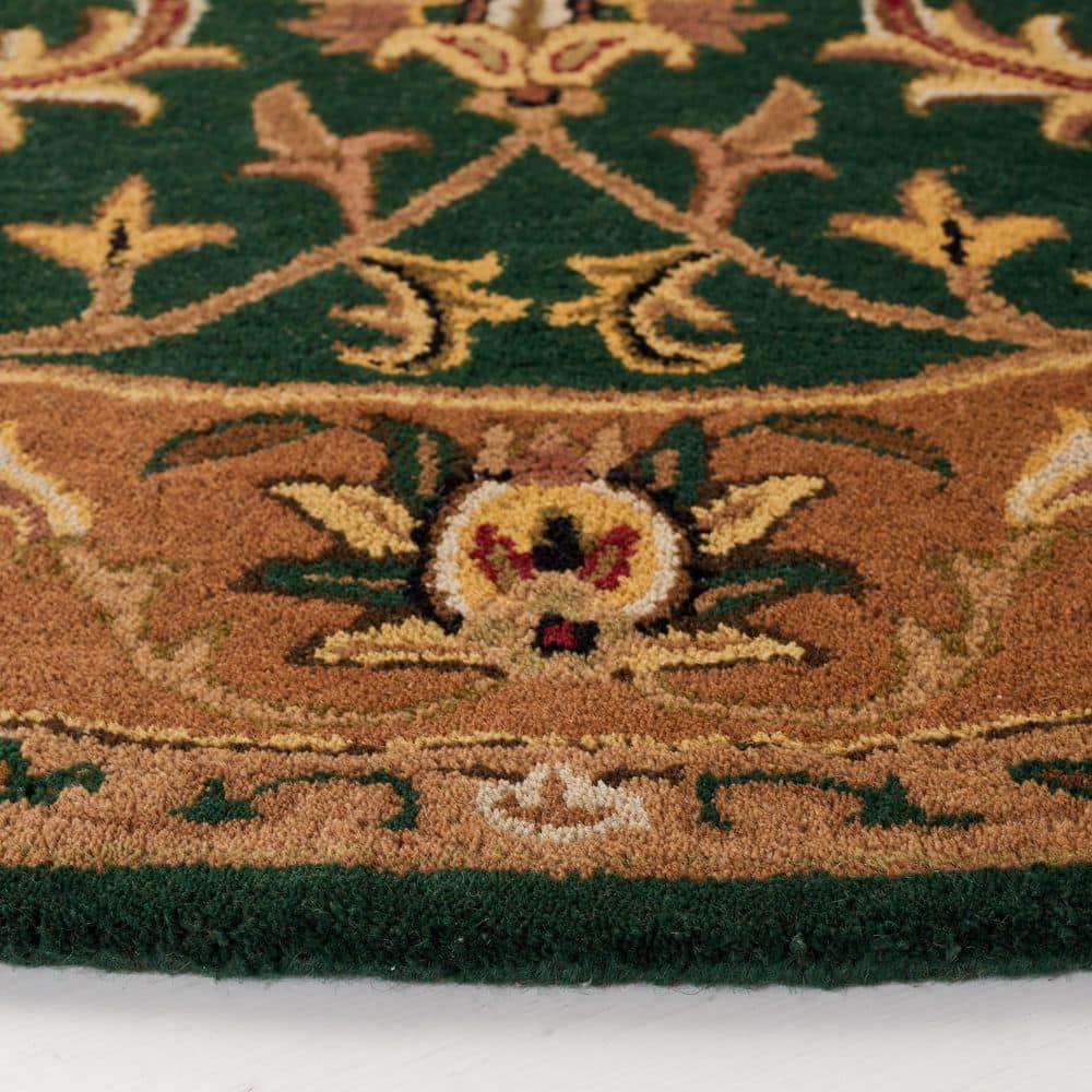 SAFAVIEH Heritage Valery Traditional Wool Area Rug, Dark Green/Gold, 6' x 6' Round