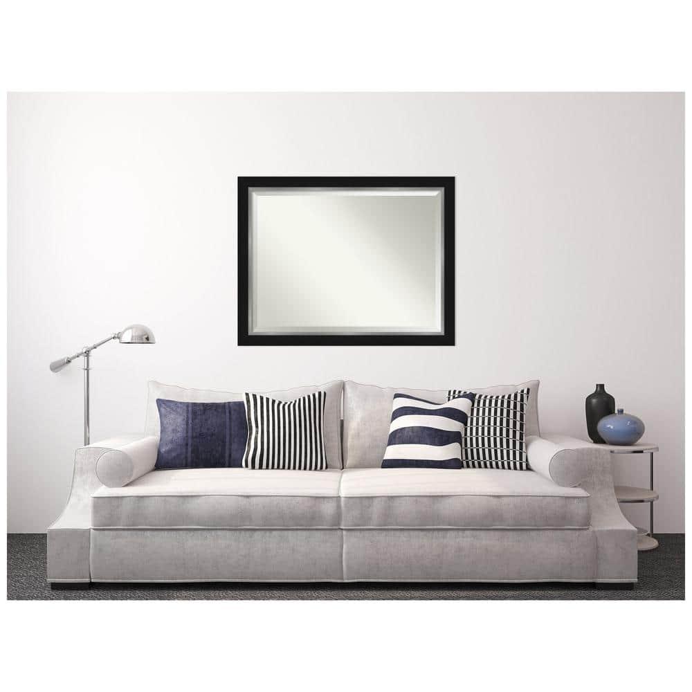 Amanti Art Beveled Bathroom Wall Mirror - Eva Black Silver Frame Eva Black Silver Outer Size: 45 x 35 in