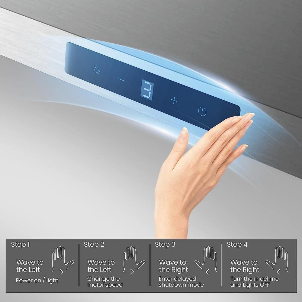 COMFEE' CVP30W7AST 30 Inch 450 CFM 3 Speed Gesture Sensing &Touch Control Panel Stainless Steel Wall Mount Ductless/Ducted Convertible Vent Baffle Filters and 2 LED Lights Range Hood