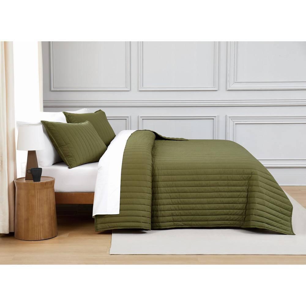 Brooklyn Loom Oversized Cotton Percale 3 Piece Quilt Set