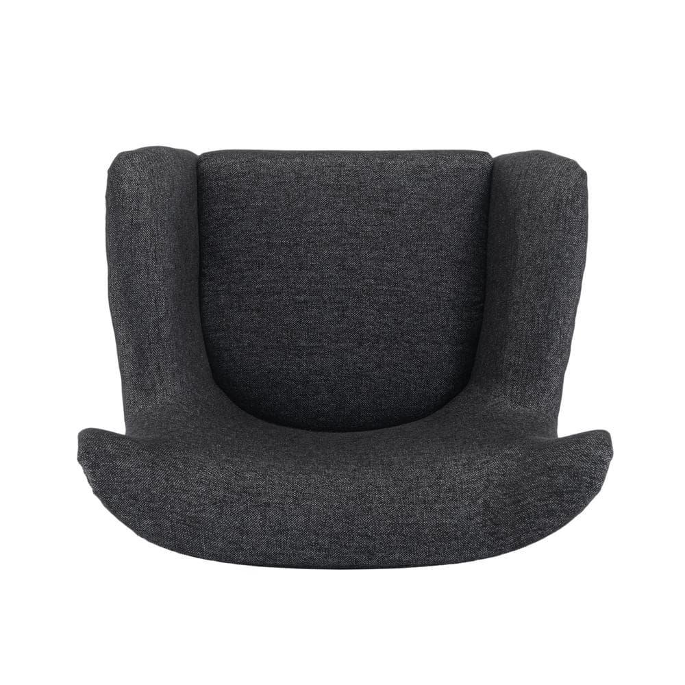 Noble House Edenbrook Fabric Wingback Club Chair, Black Textured Tweed and Black